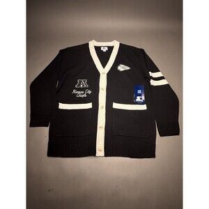 Starter NWT Kansas City Chiefs NFL Black Cardigan Button Sweater Large Women’s
